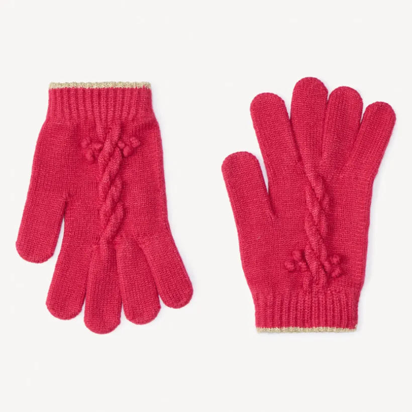 Paire de gants unis en tricot fantaisie pour fille