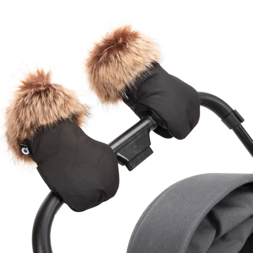 Paire de moufles universelles Simone effet fourrure pour poussette