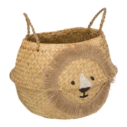 Panier tressé pliable en roseau Lion