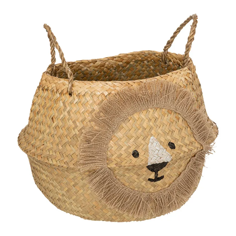 Panier tressé pliable en roseau Lion
