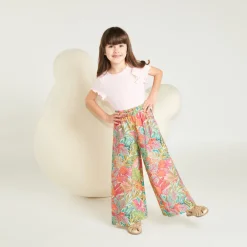 Pantalon ample et fluide imprimé fantaisie pour fille