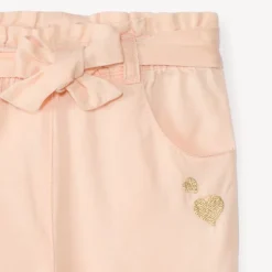 Pantalon brodé cœurs + ceinture à nouer pour bébé fille