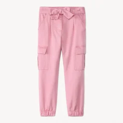 Pantalon cargo en twill uni avec ceinture pour fille