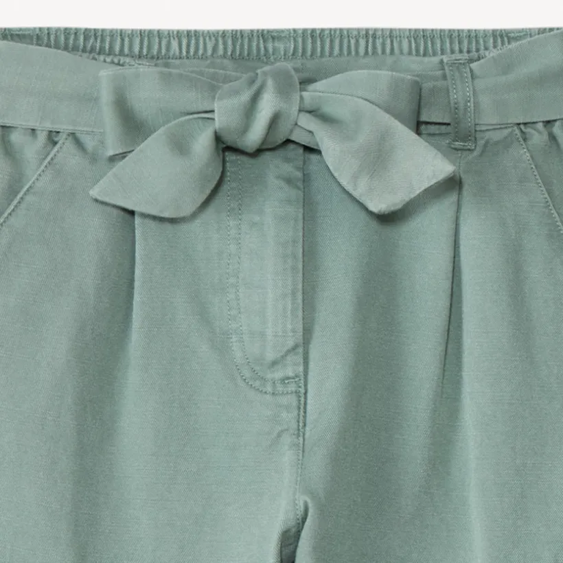 Pantalon cargo en twill uni avec ceinture pour fille