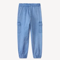 Pantalon cargo en twill uni avec ceinture pour fille