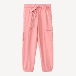 Pantalon de jogging fille coupe cargo avec ceinture à nouer