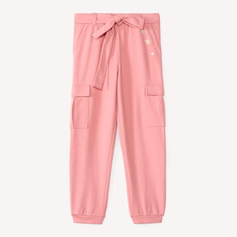 Pantalon de jogging fille coupe cargo avec ceinture à nouer