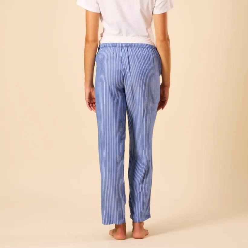 Pantalon de pyjama de grossesse rayé avec bandeau haut