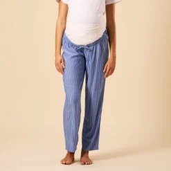 Pantalon de pyjama de grossesse rayé avec bandeau haut