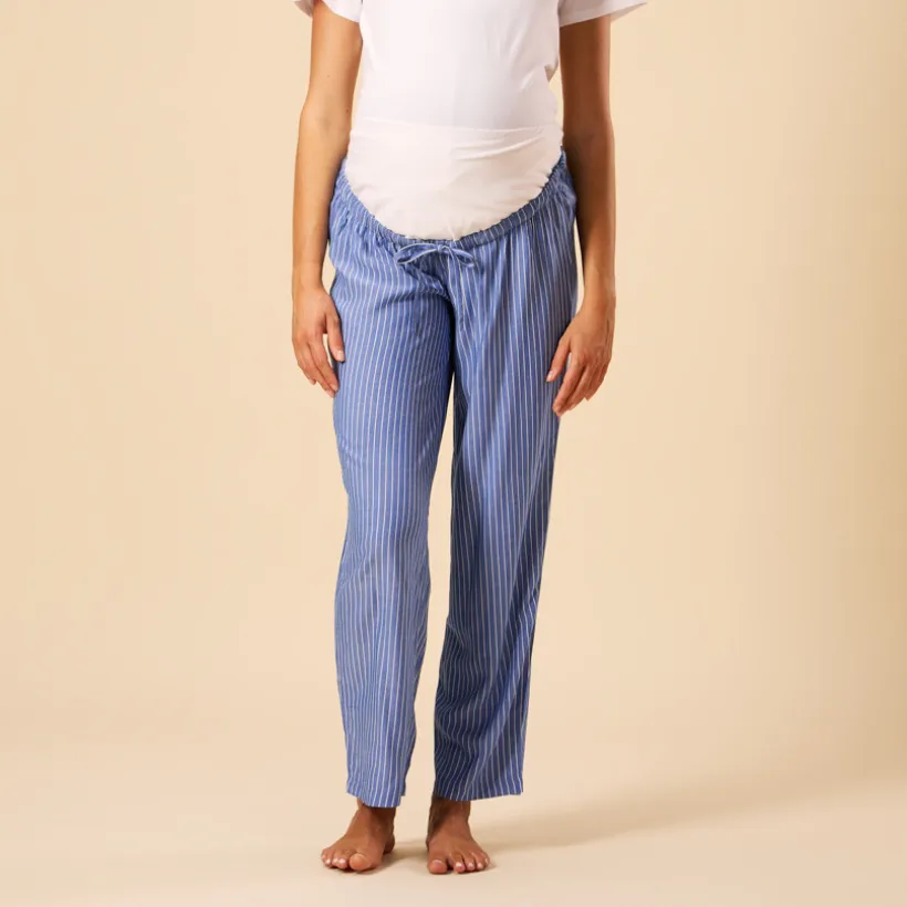 Pantalon de pyjama de grossesse rayé avec bandeau haut