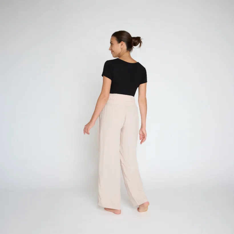 Pantalon de pyjama large et fluide de grossesse avec bandeau haut
