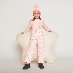 Pantalon de ski imprimé à bretelles amovibles pour fille