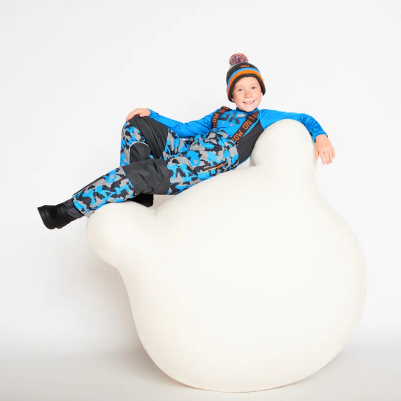 Pantalon de ski imprimé camouflage à bretelles amovibles pour garçon