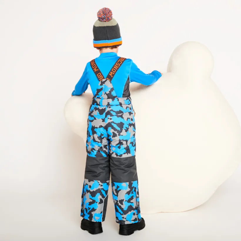 Pantalon de ski imprimé camouflage à bretelles amovibles pour garçon