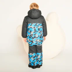 Pantalon de ski imprimé camouflage à bretelles amovibles pour garçon