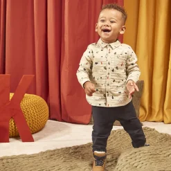 Pantalon droit en toile armurée pour bébé garçon