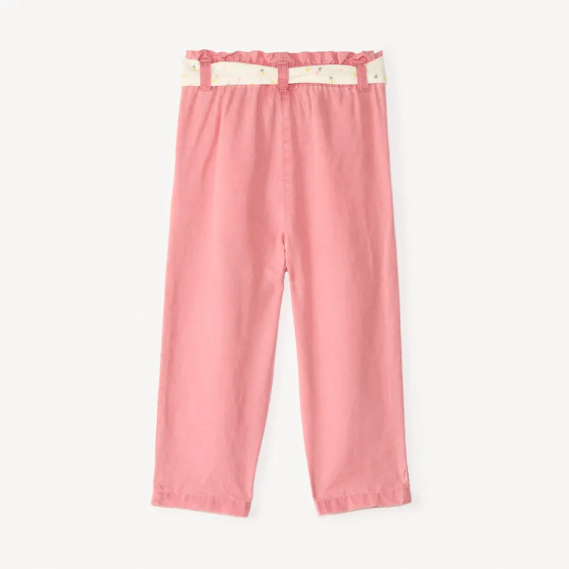 Pantalon droit en toile avec ceinture à nouer imprimé cœurs pour bébé fille