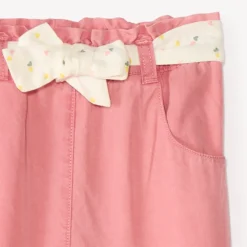 Pantalon droit en toile avec ceinture à nouer imprimé cœurs pour bébé fille