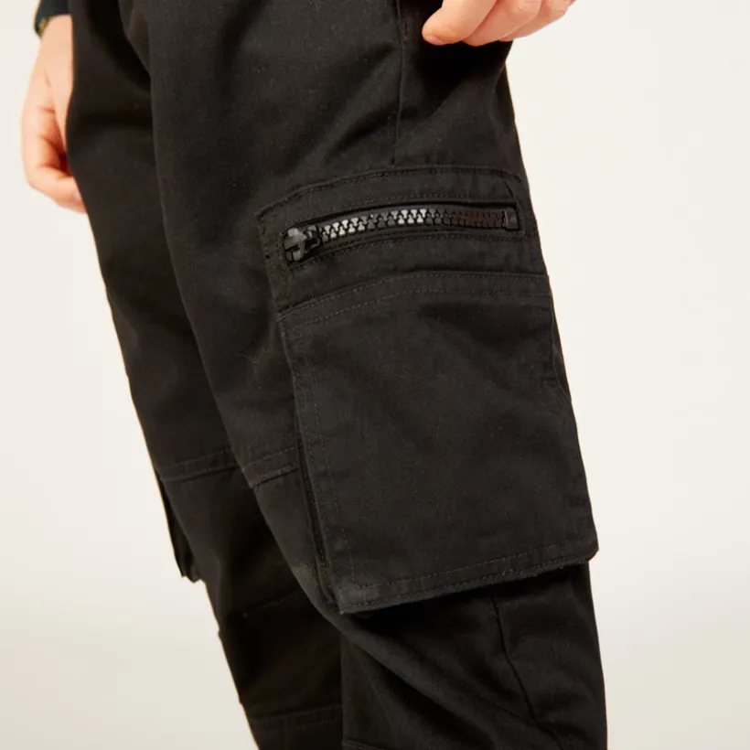 Pantalon en serge style cargo uni doublé pour garçon