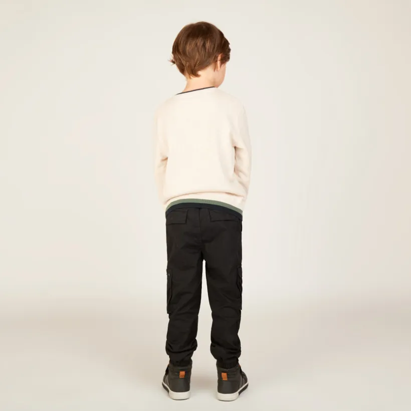 Pantalon en serge style cargo uni doublé pour garçon