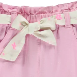 Pantalon en toile avec ceinture imprimée pour bébé fille