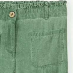 Pantalon en toile à taille élastiquée pour fille