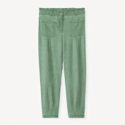 Pantalon en toile à taille élastiquée pour fille