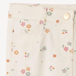 Pantalon en twill avec imprimé fleuri pour bébé fille