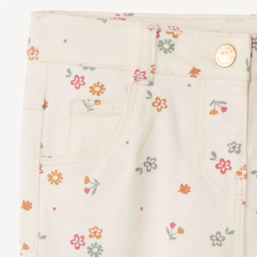 Pantalon en twill avec imprimé fleuri pour bébé fille