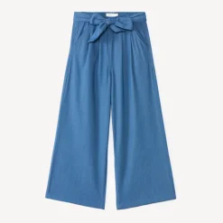 Pantalon fille large en toile uni