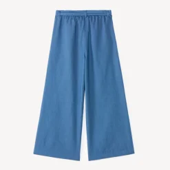 Pantalon fille large en toile uni