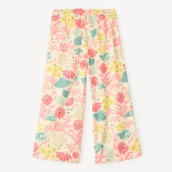 Pantalon fluide en toile imprimé fleuri pour fille