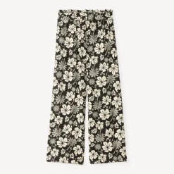 Pantalon fluide à imprimé fleurs exotiques avec ceinture nouée pour fille