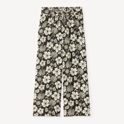 Pantalon fluide à imprimé fleurs exotiques avec ceinture nouée pour fille