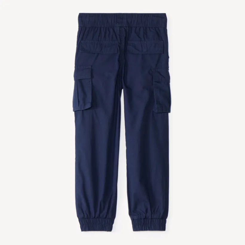 Pantalon garçon style jogger cargo uni