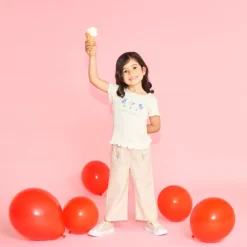 Pantalon large avec broderie fleurs pour bébé fille