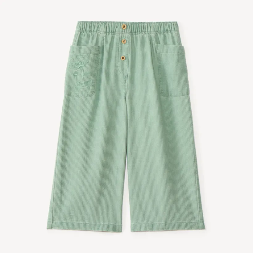 Pantalon large bébé fille à broderie fleurie