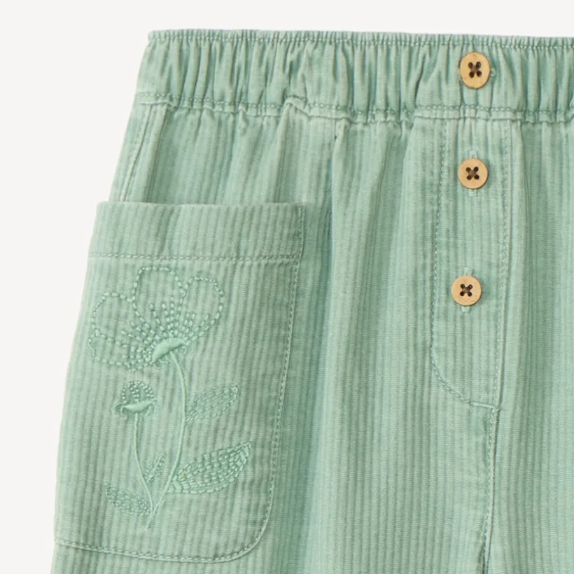 Pantalon large bébé fille à broderie fleurie