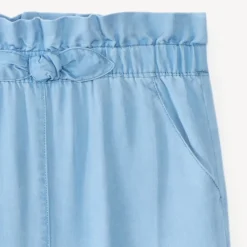 Pantalon large coupe paper bag avec nœud pour fille