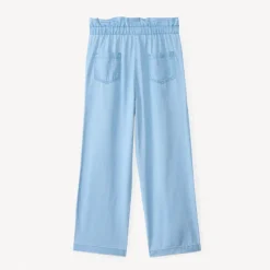 Pantalon large coupe paper bag avec nœud pour fille