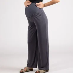 Pantalon large de grossesse uni avec bandeau haut