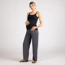Pantalon large de grossesse uni avec bandeau haut
