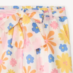 Pantalon large en popeline imprimé fleurs pour fille