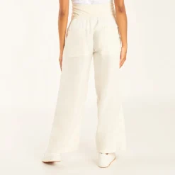 Pantalon large en toile avec bandeau de grossesse haut