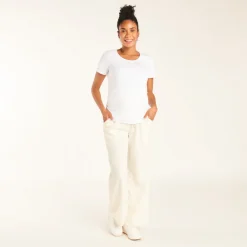 Pantalon large en toile avec bandeau de grossesse haut