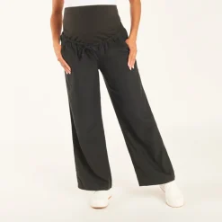 Pantalon large en toile avec bandeau de grossesse haut
