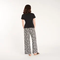 Pantalon large et fluide avec bandeau haut imprimé fantaisie pour femme enceinte