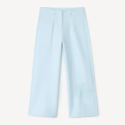 Pantalon large à pinces et fleur brodée pour fille
