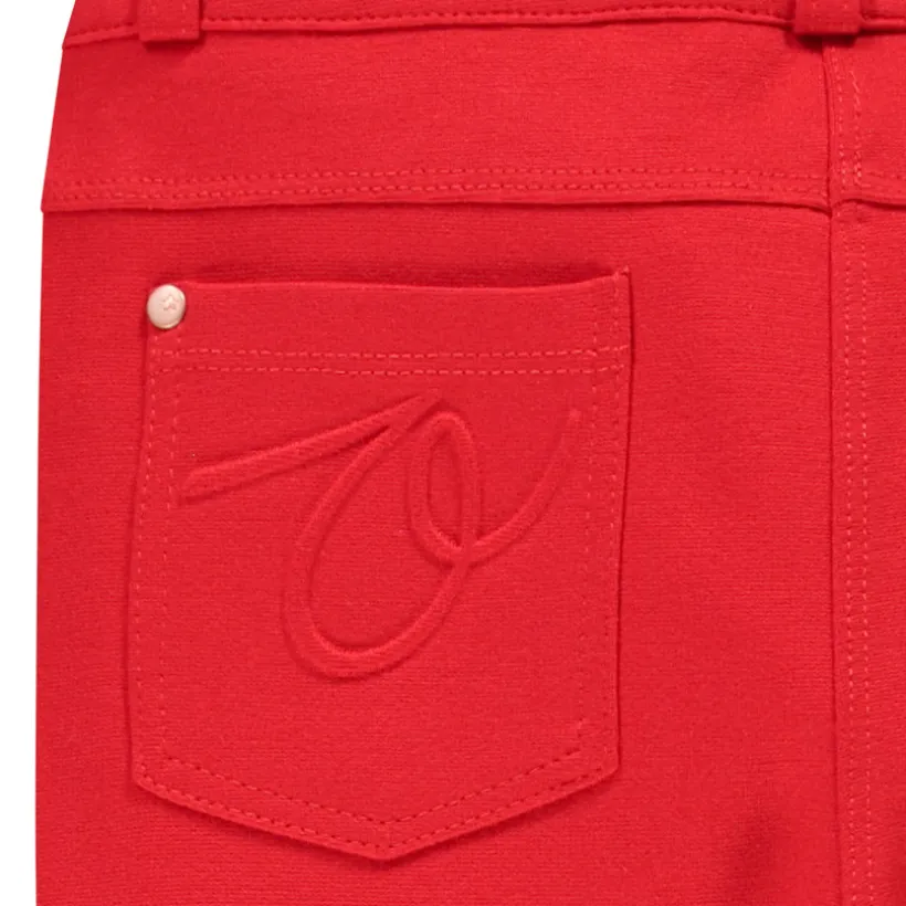 Pantalon milano uni avec empiècements aux genoux pour fille