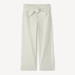 Pantalon palazzo en velours côtelé et ceinturé pour fille